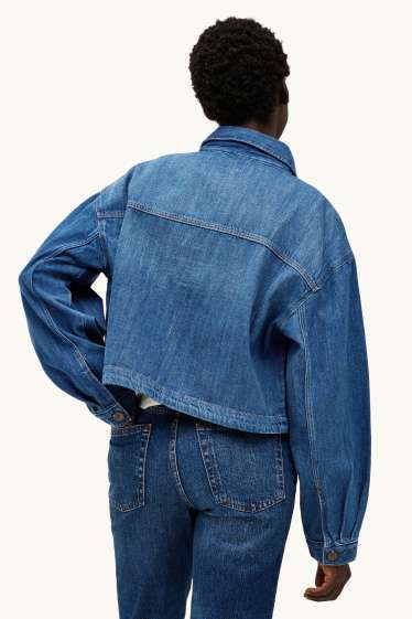 Dona - Caçadora texana crop - texà blau fosc