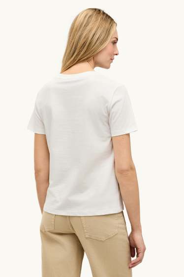 Dona - Samarreta de mànigues curtes - regular fit - efecte brillant - blanc