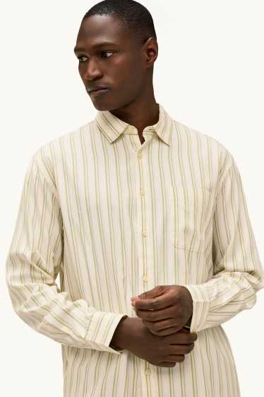Uomo - Camicia - relaxed fit - collo all'italiana - a righe - beige