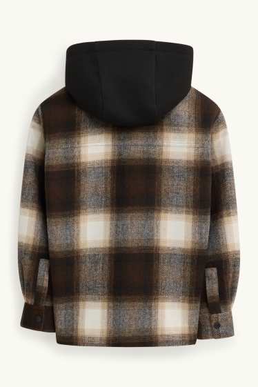 Children Boys - Flannel jacket with hood - brown