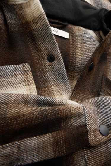 Children Boys - Flannel jacket with hood - brown