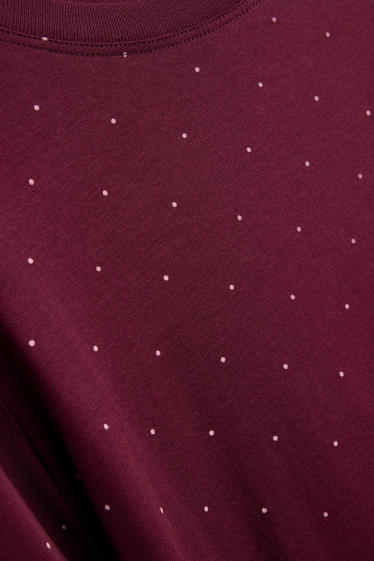 Dona - Camisa de dormir - de piquets - vermell fosc