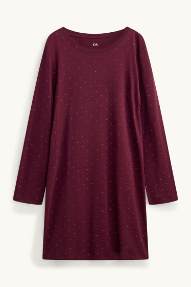 Dona - Camisa de dormir - de piquets - vermell fosc