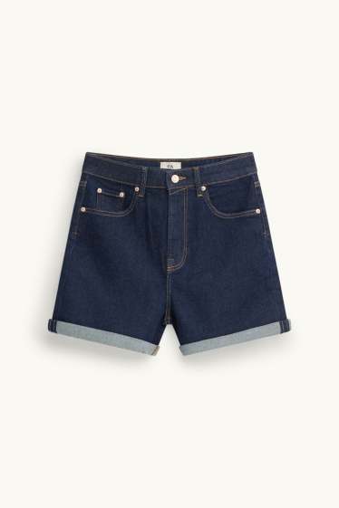 Dames - Mom short - high waist - jeansblauw