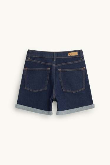 Dames - Mom short - high waist - jeansblauw