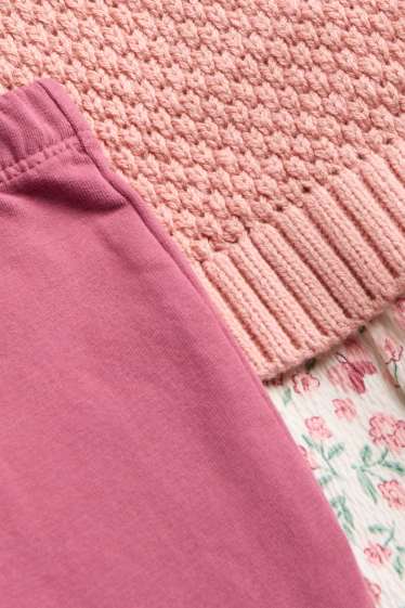 Nena - Conjunt - top de punt, brusa i leggings acampanats - 3 peces - fúcsia/rosa