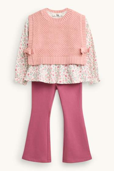 Nena - Conjunt - top de punt, brusa i leggings acampanats - 3 peces - fúcsia/rosa