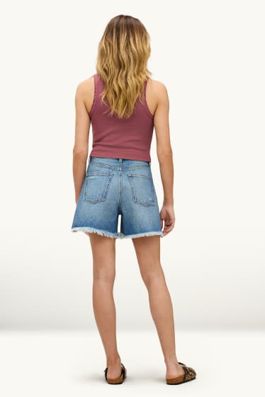 Damen - Jeans-Shorts - High Waist - jeansblau