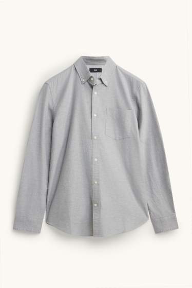 Herren - Hemd - Regular Fit - Button-down - hellgrau