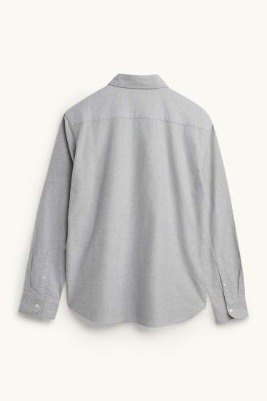 Herren - Hemd - Regular Fit - Button-down - hellgrau