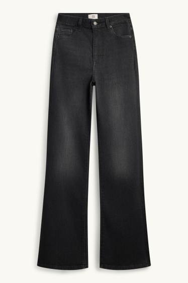 Donna - Jeans svasati - vita alta - nero