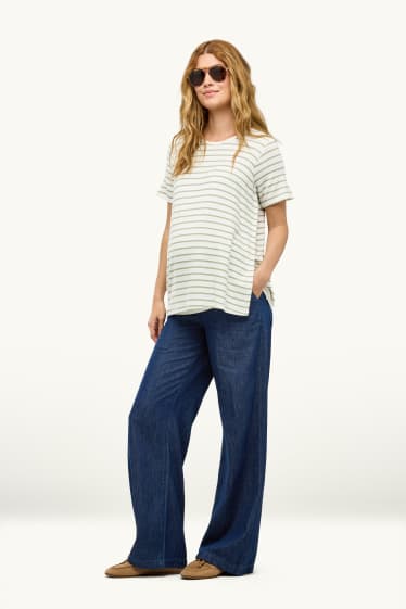Damen - Umstandshose - Wide Leg - Jeans-Look - dunkeljeansblau
