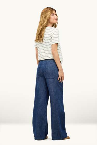 Damen - Umstandshose - Wide Leg - Jeans-Look - dunkeljeansblau