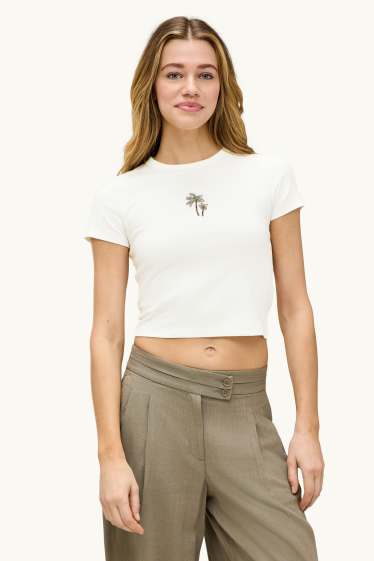 Women - T-shirt - slim fit - white
