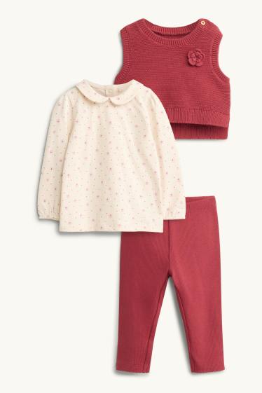 Baby Girls - Floral - baby outfit - 3 piece - white / red