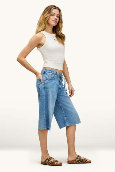 Damen - Jorts - Low Waist - Relaxed Fit - jeansblau