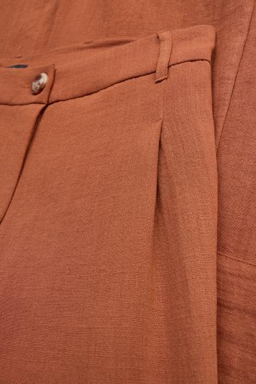 Women - Cargo trousers - high waist - wide leg - orange