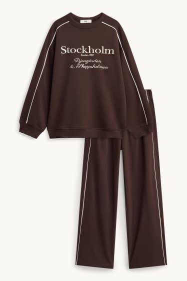 Enfants filles - Stockholm - ensemble - sweat et pantalon de jogging - 2 pièces - marron foncé