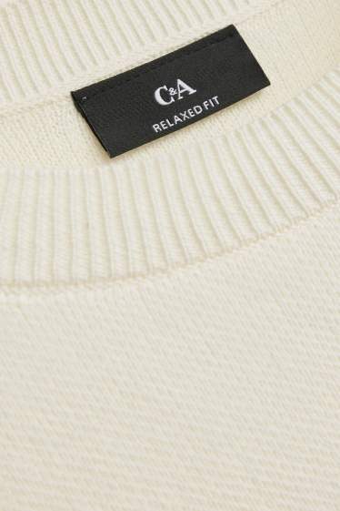 Hommes - T-shirt en maille - relaxed fit - blanc crème
