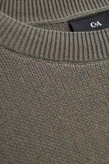 Men - Knitted T-shirt - regular fit - khaki