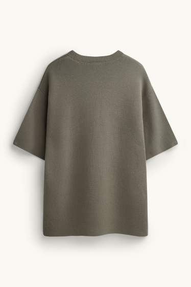 Men - Knitted T-shirt - regular fit - khaki