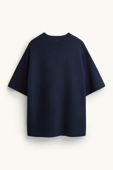 Bărbați - Tricou din tricot - relaxed fit - albastru închis