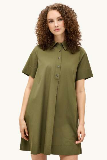 Mujer - Vestido de línea evasé - caqui
