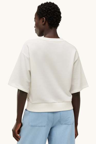 Damen - Sweatshirt - geblümt - Glanz-Effekt - weiß