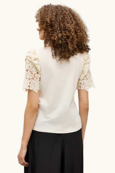Femmes - T-shirt - regular fit - blanc crème