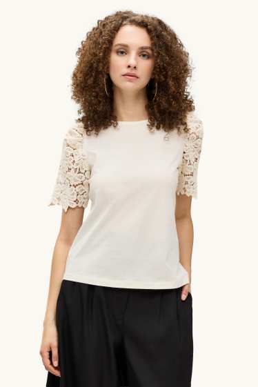 Femmes - T-shirt - regular fit - blanc crème