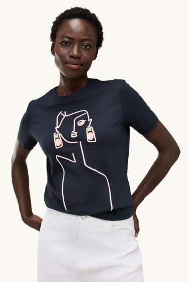 Damen - T-Shirt - Regular Fit - dunkelblau