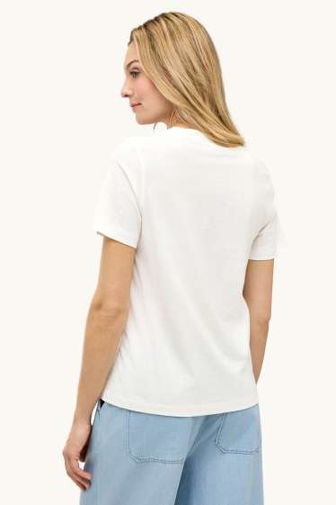 Dames - T-shirt - regular fit - glanseffect - wit