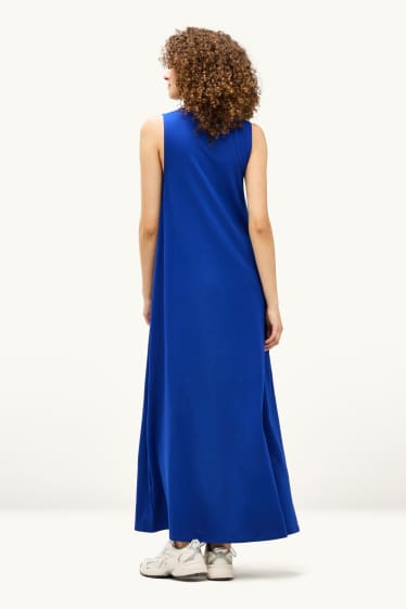 Donna - Vestito svasato con scollo a V - blu