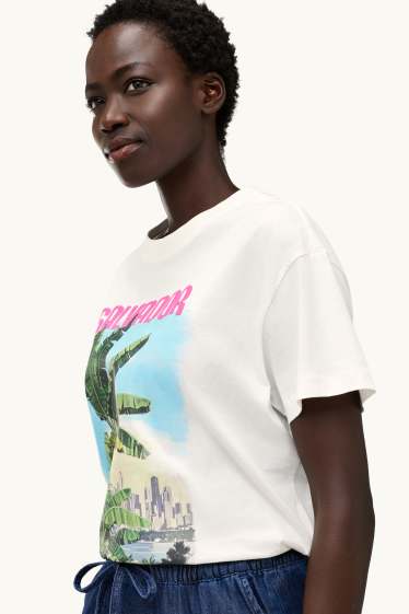 Damen - T-Shirt - Relaxed Fit - weiss