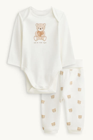 Unisex - Bärchen - Baby-Outfit - 2 teilig - weiß