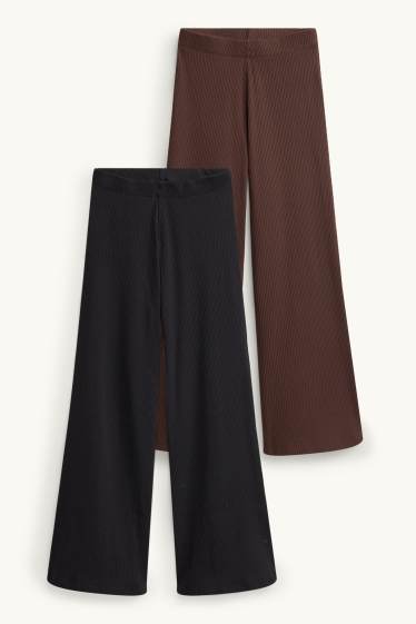 Nena - Paquet de 2 - pantalons de punt - de canalé - negre