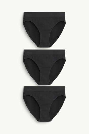 Femmes - Lot de 3 - culottes - sans coutures - noir