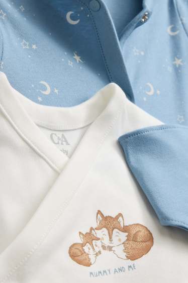Bébés garçons - Renard, étoiles et lune - ensemble cadeau - 3 pièces - bleu / blanc