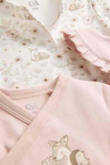 Baby Girls - Flowers, fawn and hedgehog - gift set - 3 piece - white / rose