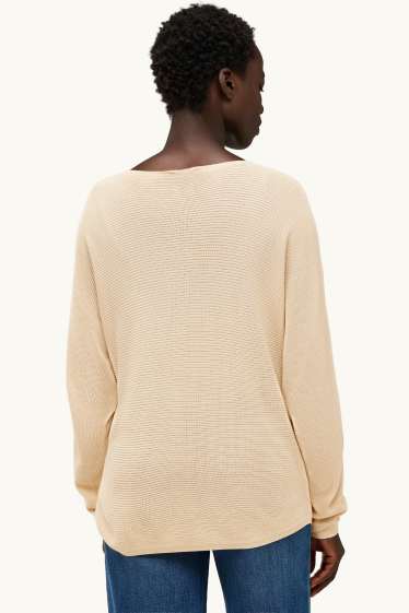 Femmes - Pull - finition côtelée - beige