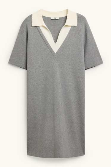 Femmes - Robe-T-shirt - straight fit - look 2-en-1 - gris