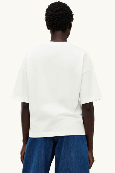 Donna - T-shirt - relaxed fit - effetto brillante - bianco