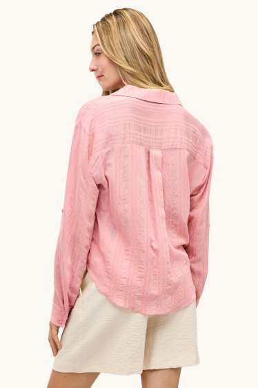Dames - Blouse met knoop in de stof - roze