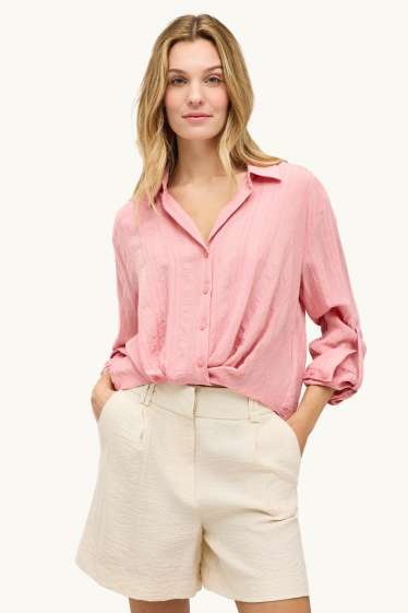 Dames - Blouse met knoop in de stof - roze