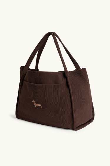 Damen - Großer Cord-Shopper - braun
