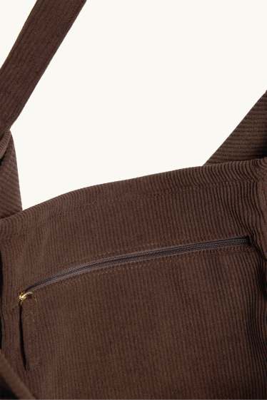 Damen - Großer Cord-Shopper - braun