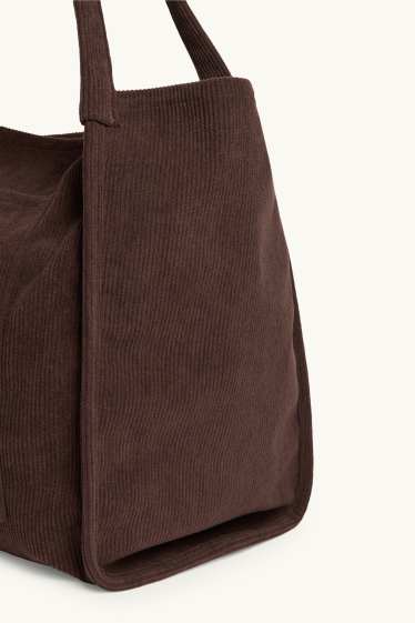 Damen - Großer Cord-Shopper - braun