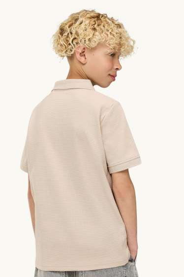 Enfants garçons - Polo - finition texturée - crème