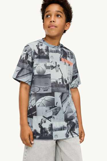 Kinder Buben - Basketball - Kurzarmshirt - schwarz / weiß