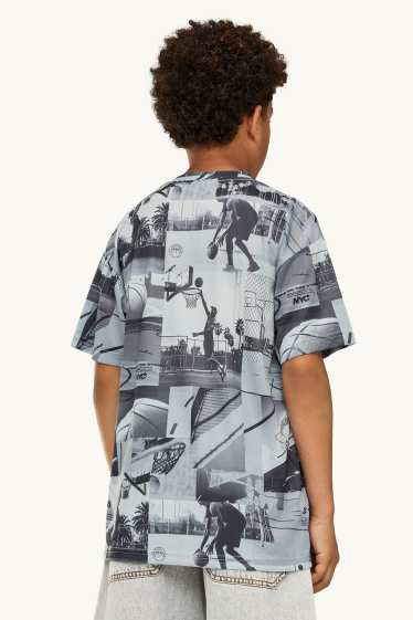 Kinder Buben - Basketball - Kurzarmshirt - schwarz / weiß